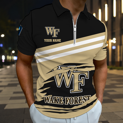 HOT DEAL - NEW CUSTOMIZED NCAA CFH16 WFD WAKE FOREST DEMON DEACONS POLO SHIRT, ZIP POLO SHIRT & T-SHIRTS
