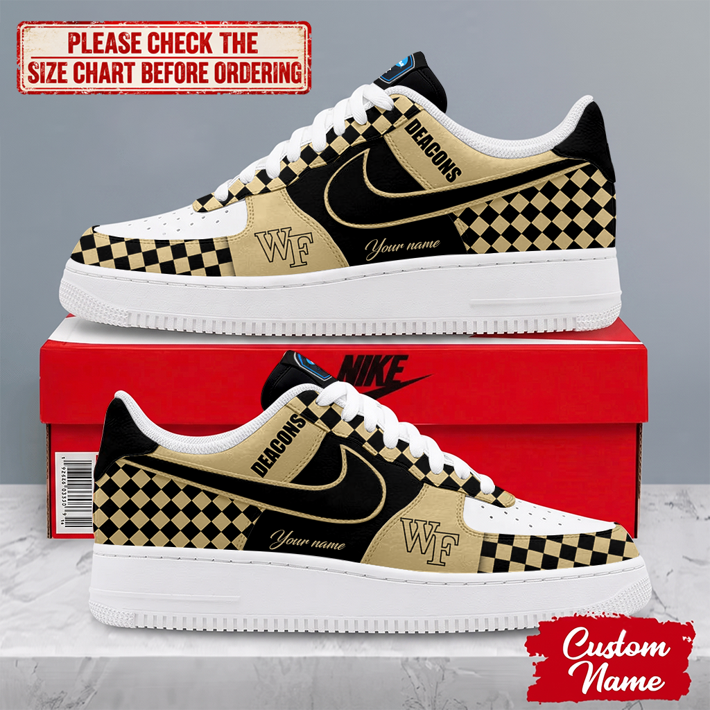 HOT DEAL - NEW CUSTOMIZED NCAA CFH16 WFD WAKE FOREST DEMON DEACONS AF1 SHOES