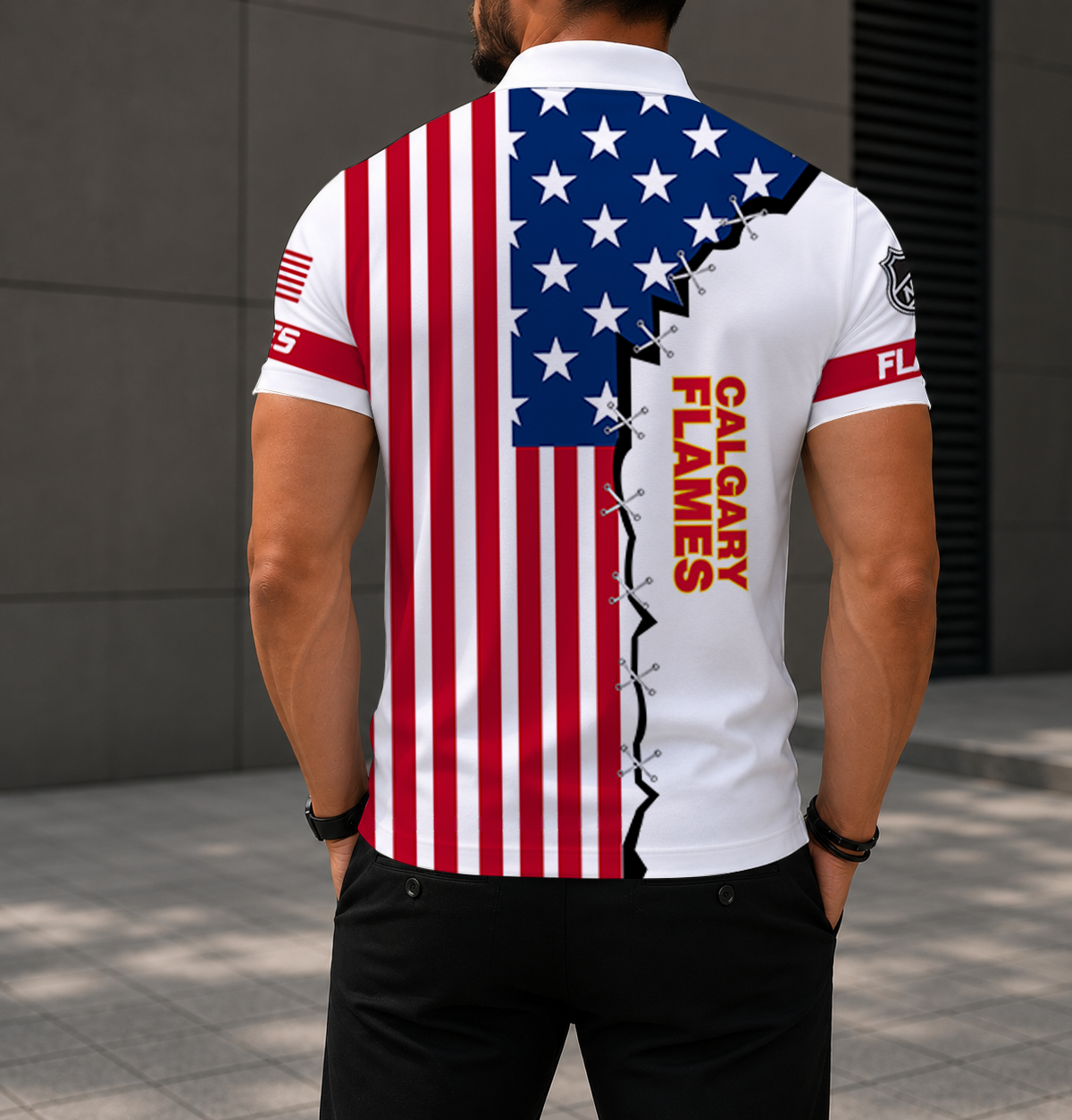 LIMITED EDITION - NEW CUSTOMIZED NHL17 CGF CALGARY FLAMES POLO SHIRT, ZIP POLO SHIRT & T-SHIRTS