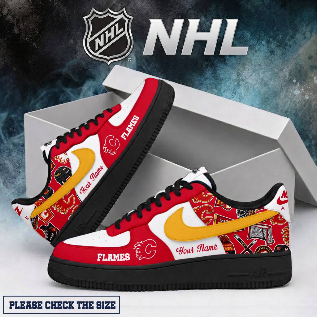 LIMITED EDITION - NEW CUSTOMIZED NHL17 CGF CALGARY FLAMES AF1 SHOES