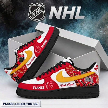 LIMITED EDITION - NEW CUSTOMIZED NHL17 CGF CALGARY FLAMES AF1 SHOES