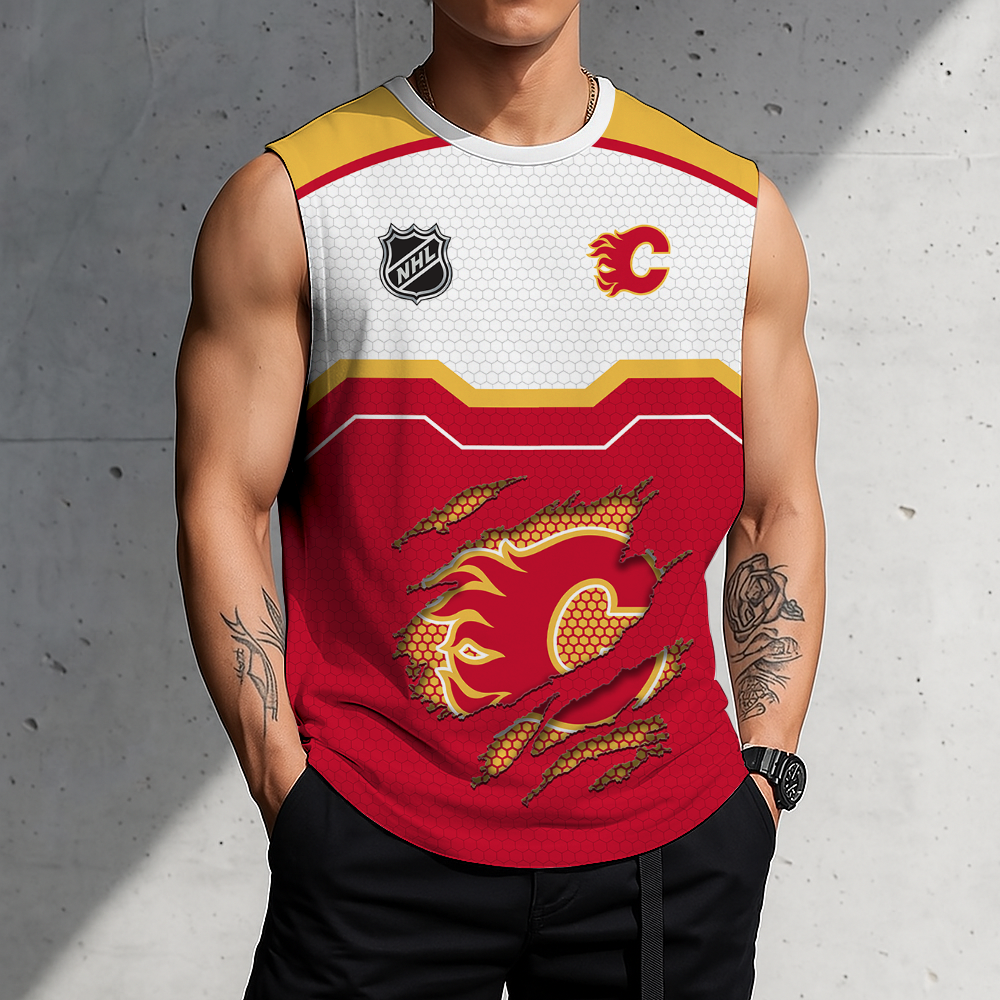 LIMITED EDITION - NEW CUSTOMIZED NHL17 CGF CALGARY FLAMES MEN'S GYM SHIRT