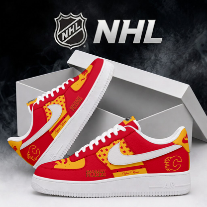 LIMITED EDITION - NEW CUSTOMIZED NHL17 CGF CALGARY FLAMES AF1 SHOES