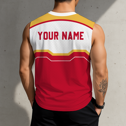 LIMITED EDITION - NEW CUSTOMIZED NHL17 CGF CALGARY FLAMES MEN'S GYM SHIRT