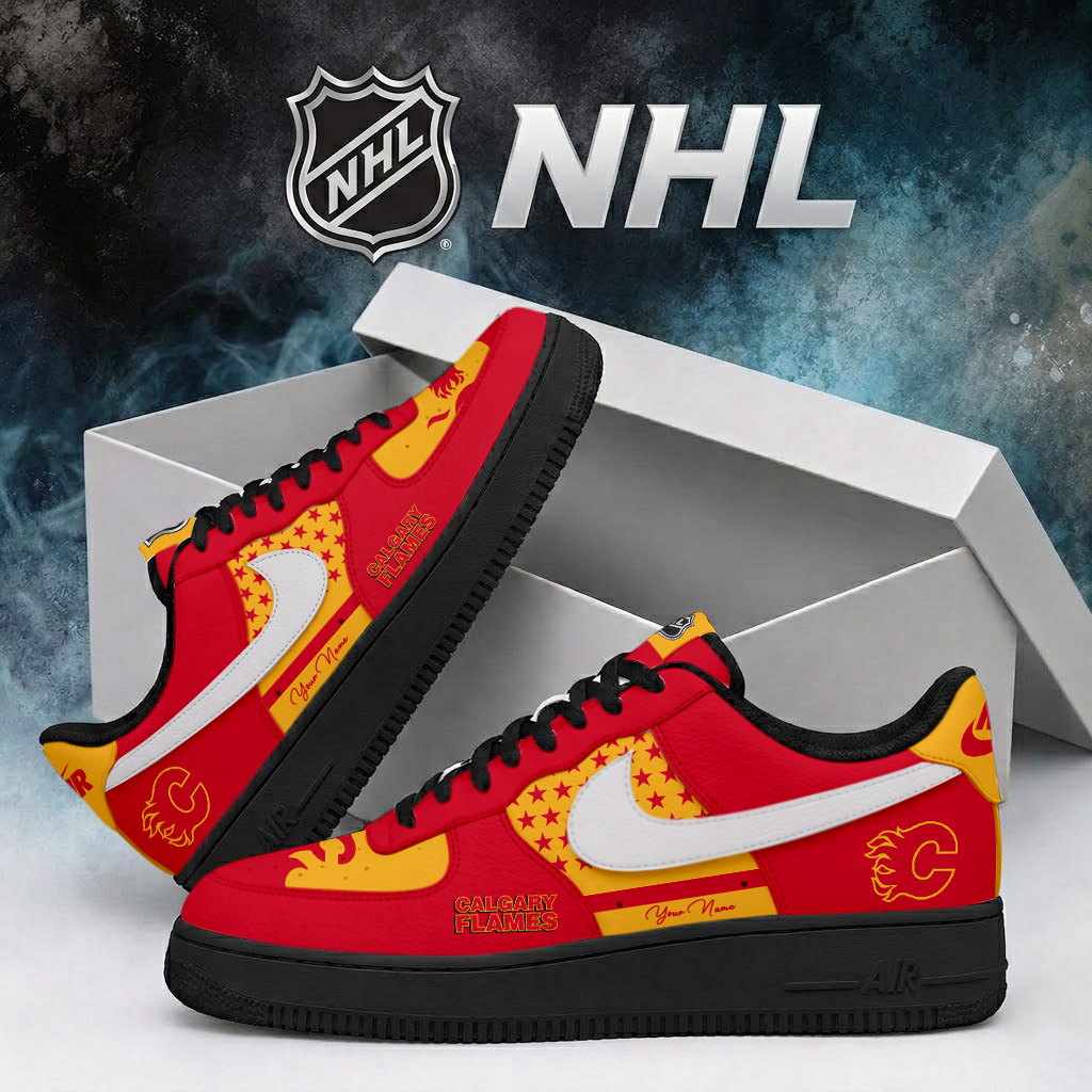 LIMITED EDITION - NEW CUSTOMIZED NHL17 CGF CALGARY FLAMES AF1 SHOES