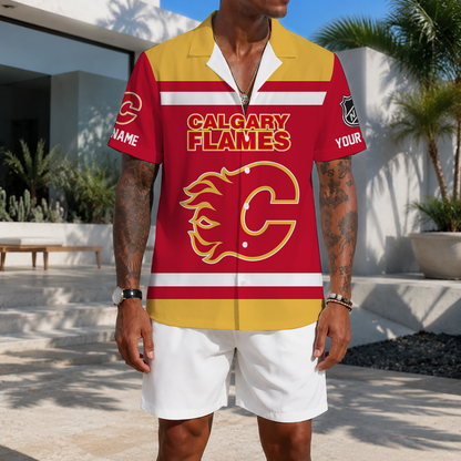VIRAL EDITION - NEW CUSTOMIZED NHL17 CGF CALGARY FLAMES UNISEX HAWAIIAN SHIRT
