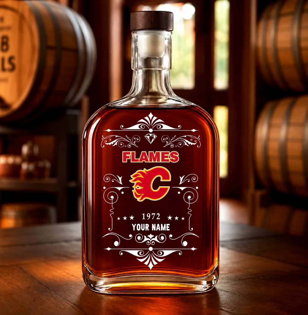 VIRAL EDITION - NEW CUSTOMIZED NHL17 CGF CALGARY FLAMES LUXURY WHISKEY BOTTLE 450ML