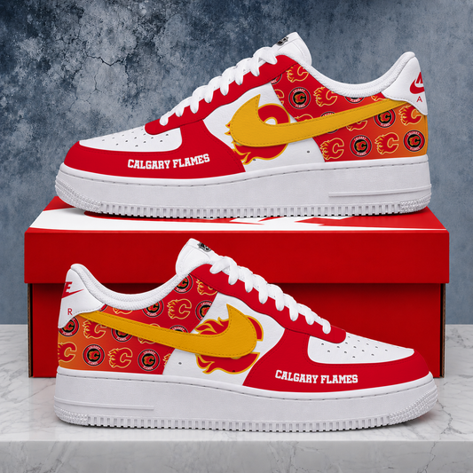 FINAL SALE - NEW CUSTOMIZED NHL17 CGF CALGARY FLAMES AF1 SHOES