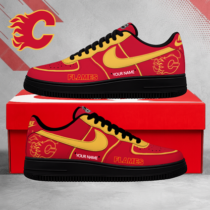FLASH SALE - NEW CUSTOMIZED NHL17 CGF CALGARY FLAMES AF1 SHOES