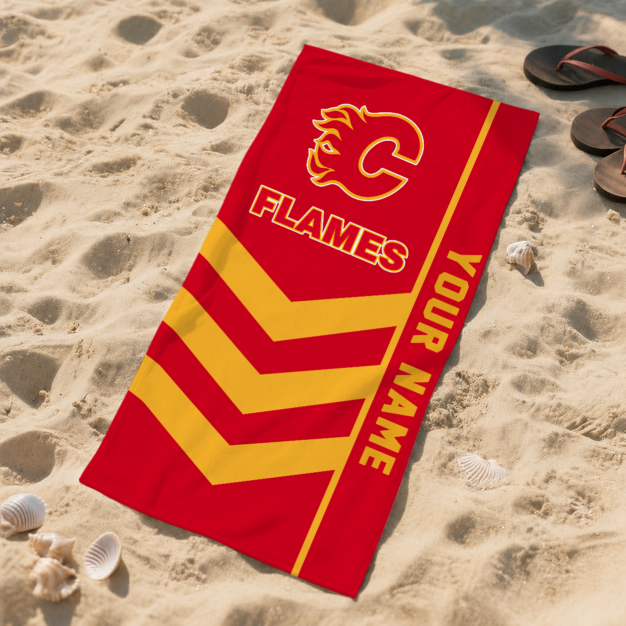 VIRAL EDITION - NEW CUSTOMIZED NHL17 CGF CALGARY FLAMES BEACH TOWEL