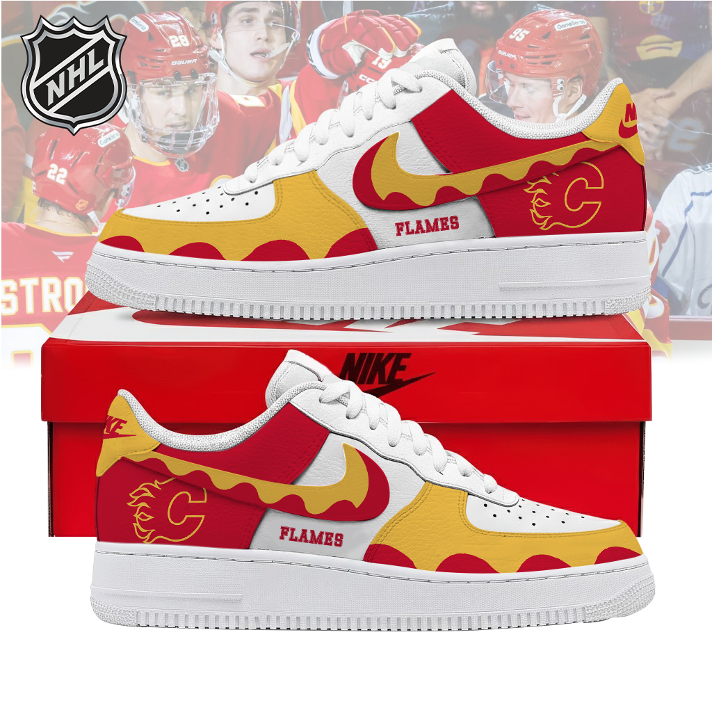 LIMITED EDITION - NEW CUSTOMIZED NHL17 CGF CALGARY FLAMES AF1 SHOES