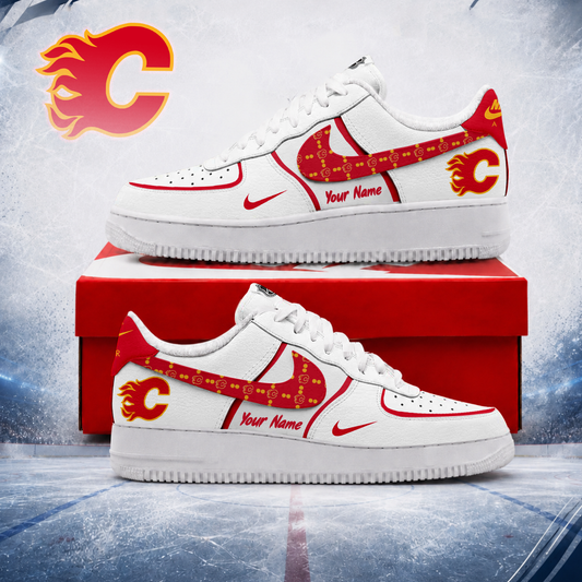 LIMITED EDITION - NEW CUSTOMIZED NHL17 CGF CALGARY FLAMES AF1 SHOES