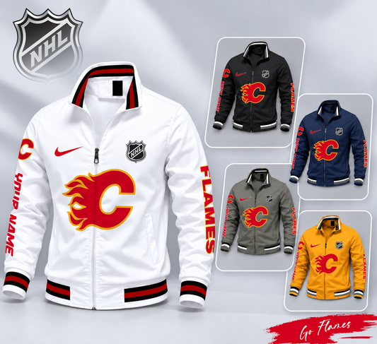FLASH SALE - NEW CUSTOMIZED NHL17 CGF CALGARY FLAMES MULTICOLOR MEN'S CASUAL JACKET