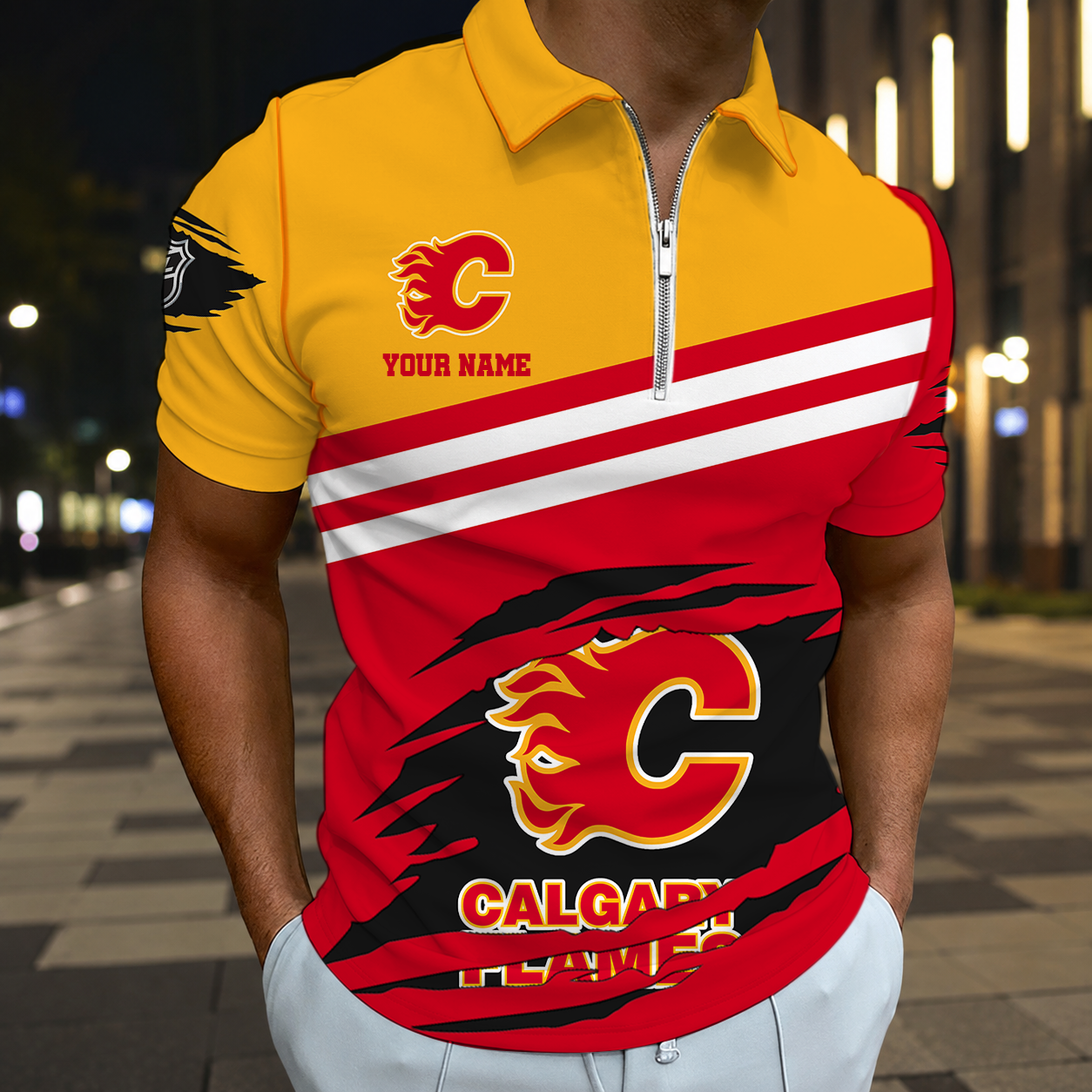 ELITE EDITION - NEW CUSTOMIZED NHL17 CGF CALGARY FLAMES T-SHIRT, POLO SHIRT, ZIP POLO SHIRT, SWEATSHIRT, HOODIE & ZIP HOODIE