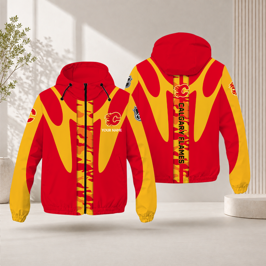 LIMITED EDITION - NEW CUSTOMIZED NHL17 CGF CALGARY FLAMES WINDBREAKER JACKET
