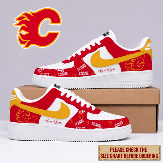 FINAL SALE - NEW CUSTOMIZED NHL17 CGF CALGARY FLAMES AF1 SHOES