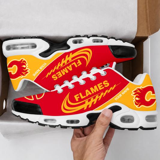 FINAL SALE - NEW CUSTOMIZED NHL17 CGF CALGARY FLAMES AIR MAX PLUS SNEAKERS