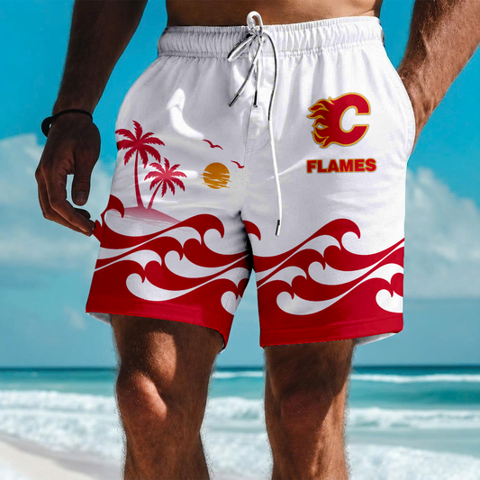 LIMITED EDITION - NEW CUSTOMIZED NHL17 CGF CALGARY FLAMES SHORT PANTS