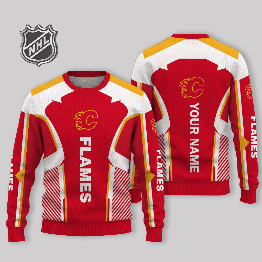 FINAL SALE - NEW CUSTOMIZED NHL17 CGF CALGARY FLAMES UGLY SWEATER