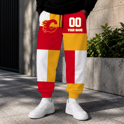 VIRAL EDITION - NEW CUSTOMIZED NHL17 CGF CALGARY FLAMES SWEATPANTS