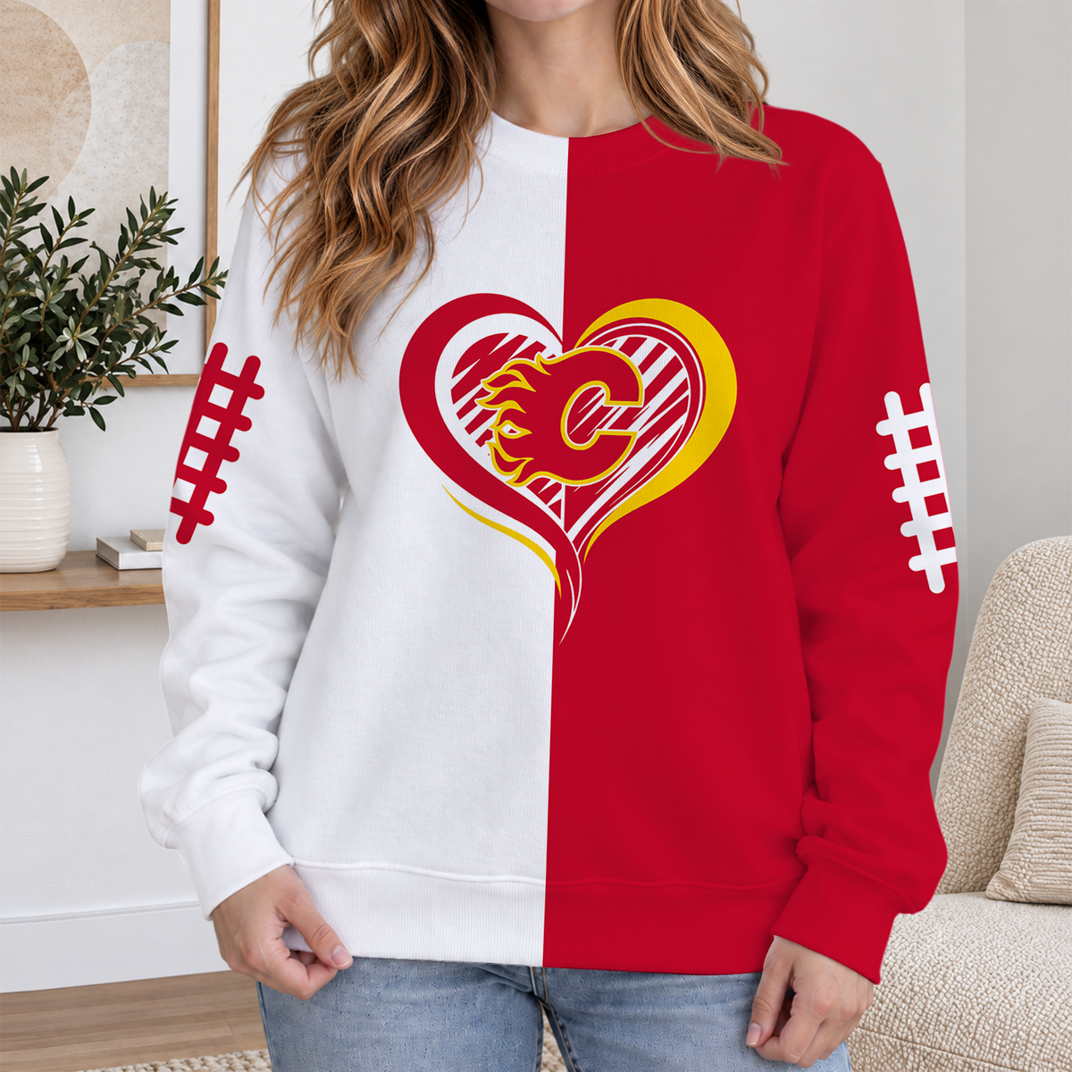 FINAL SALE - NEW CUSTOMIZED NHL17 CGF CALGARY FLAMES RIBBED HOODIE & SWEATSHIRT