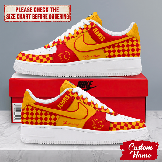LIMITED EDITION - NEW CUSTOMIZED NHL17 CGF CALGARY FLAMES AF1 SHOES