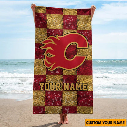 LIMITED EDITION - NEW CUSTOMIZED NHL17 CGF CALGARY FLAMES BEACH TOWEL FOR FAN