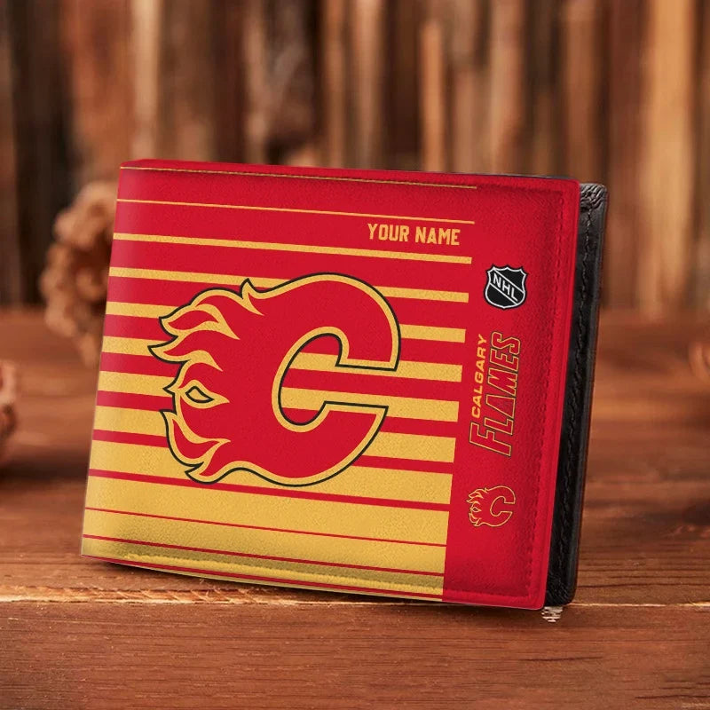 LIMITED EDITION - NEW CUSTOMIZED NHL17 CGF CALGARY FLAMES LEATHER WALLET