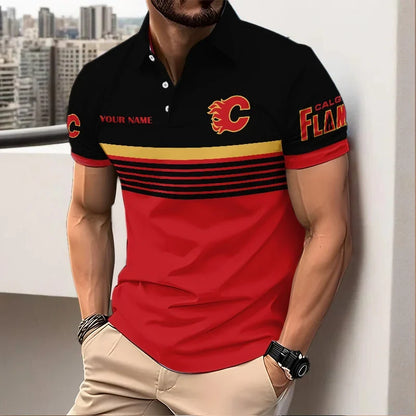 HOT DEAL - NEW CUSTOMIZED NHL17 CGF CALGARY FLAMES POLO SHIRT, ZIP POLO SHIRT & T-SHIRTS
