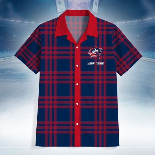 LIMITED EDITION - NEW CUSTOMIZED NHL18 CBJ COLUMBUS BLUE JACKETS UNISEX HAWAIIAN SHIRT