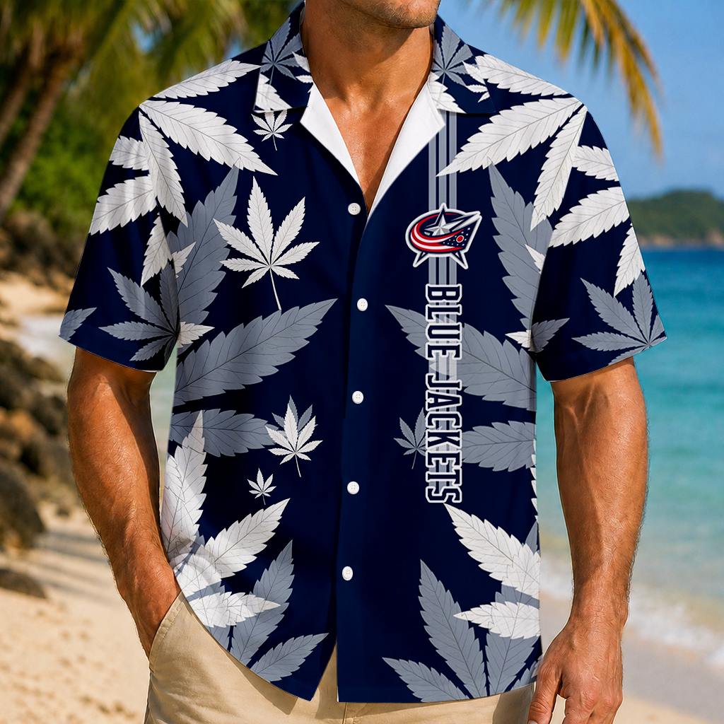 LIMITED EDITION - NEW CUSTOMIZED NHL18 CBJ COLUMBUS BLUE JACKETS UNISEX HAWAIIAN SHIRT
