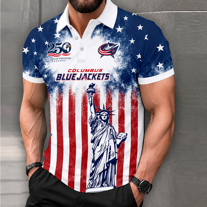 LIMITED EDITION - NEW CUSTOMIZED NHL18 CBJ COLUMBUS BLUE JACKETS POLO SHIRT, ZIP POLO SHIRT & T-SHIRTS