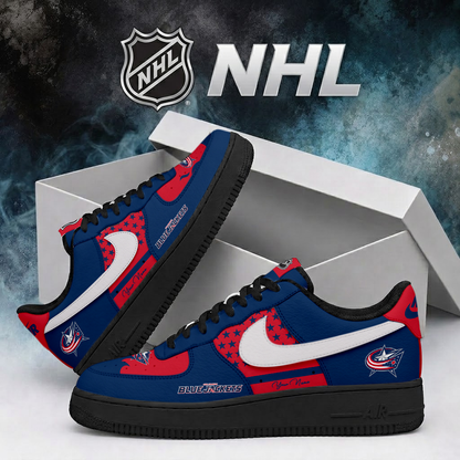 LIMITED EDITION - NEW CUSTOMIZED NHL18 CBJ COLUMBUS BLUE JACKETS AF1 SHOES