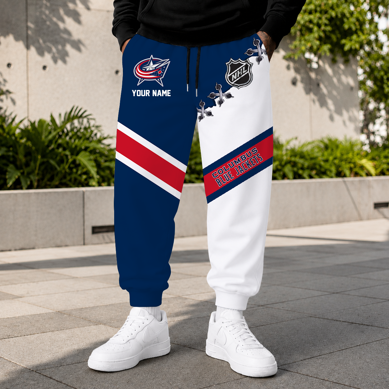HOT DEAL - NEW CUSTOMIZED NHL18 CBJ COLUMBUS BLUE JACKETS SWEATPANTS