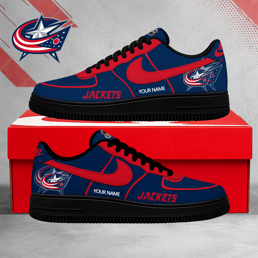 FLASH SALE - NEW CUSTOMIZED NHL18 CBJ COLUMBUS BLUE JACKETS AF1 SHOES