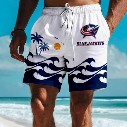 LIMITED EDITION - NEW CUSTOMIZED NHL18 CBJ COLUMBUS BLUE JACKETS SHORT PANTS