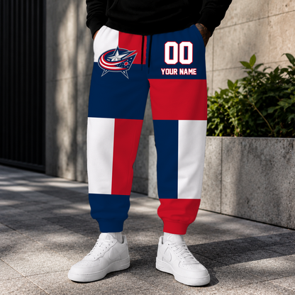 VIRAL EDITION - NEW CUSTOMIZED NHL18 CBJ COLUMBUS BLUE JACKETS SWEATPANTS