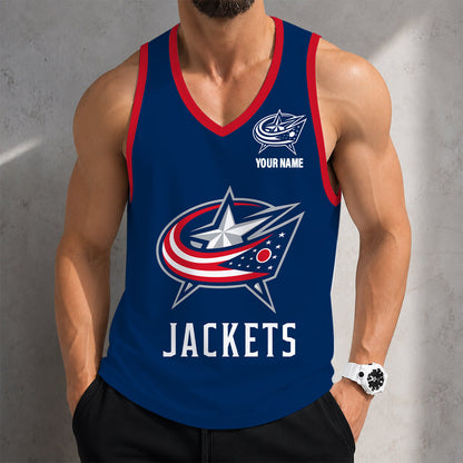 VIRAL EDITION - NEW CUSTOMIZED NHL18 CBJ COLUMBUS BLUE JACKETS MEN'S TANK TOP
