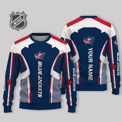 FINAL SALE - NEW CUSTOMIZED NHL18 CBJ COLUMBUS BLUE JACKETS UGLY SWEATER