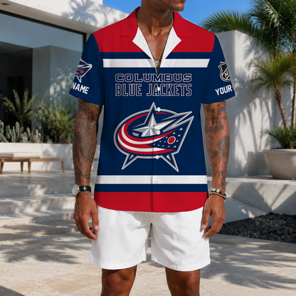 VIRAL EDITION - NEW CUSTOMIZED NHL18 CBJ COLUMBUS BLUE JACKETS UNISEX HAWAIIAN SHIRT