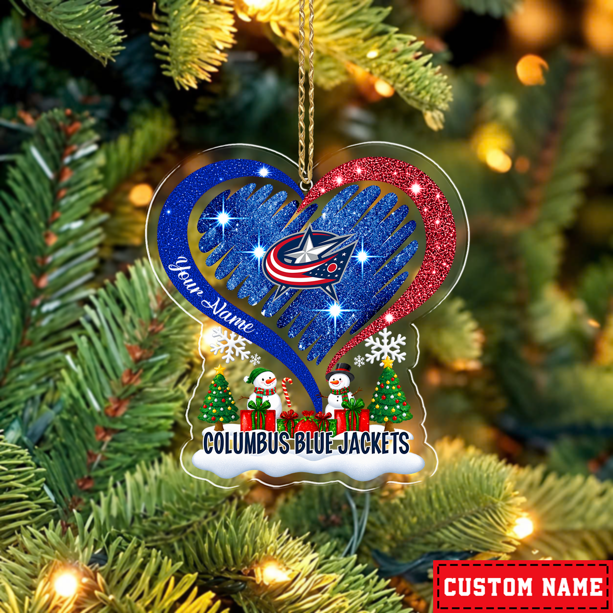 FINAL SALE - NEW CUSTOMIZED NHL18 CBJ COLUMBUS BLUE JACKETS CHRISTMAS ACRYLIC ORNAMENT