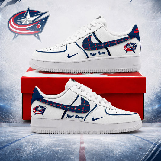LIMITED EDITION - NEW CUSTOMIZED NHL18 CBJ COLUMBUS BLUE JACKETS AF1 SHOES