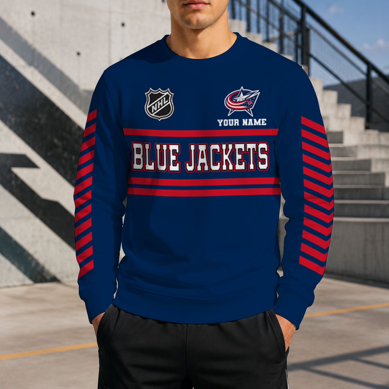 VIRAL EDITION - NEW CUSTOMIZED NHL18 CBJ COLUMBUS BLUE JACKETS UNISEX SWEATSHIRT