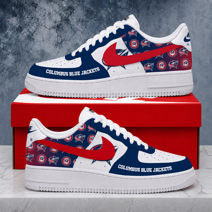FINAL SALE - NEW CUSTOMIZED NHL18 CBJ COLUMBUS BLUE JACKETS AF1 SHOES