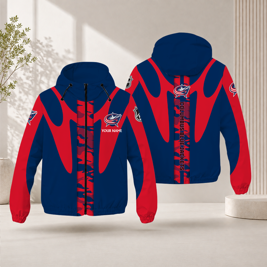LIMITED EDITION - NEW CUSTOMIZED NHL18 CBJ COLUMBUS BLUE JACKETS WINDBREAKER JACKET