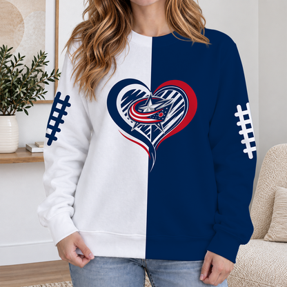 FINAL SALE - NEW CUSTOMIZED NHL18 CBJ COLUMBUS BLUE JACKETS RIBBED HOODIE & SWEATSHIRT