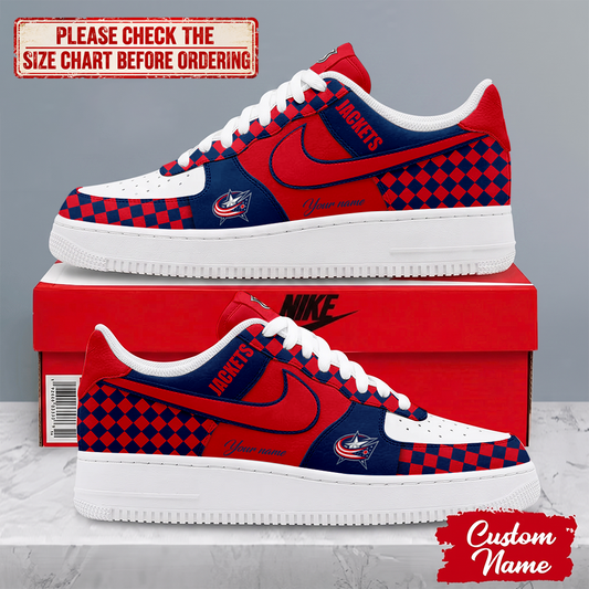 LIMITED EDITION - NEW CUSTOMIZED NHL18 CBJ COLUMBUS BLUE JACKETS AF1 SHOES