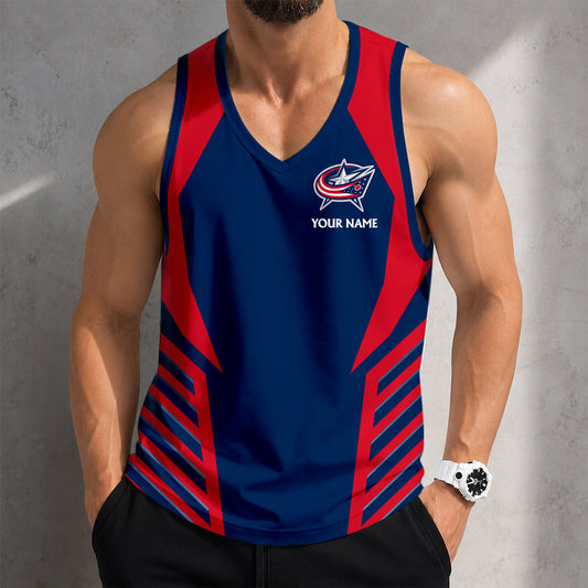 LIMITED EDITION - NEW CUSTOMIZED NHL18 CBJ COLUMBUS BLUE JACKETS MEN'S TANK TOP