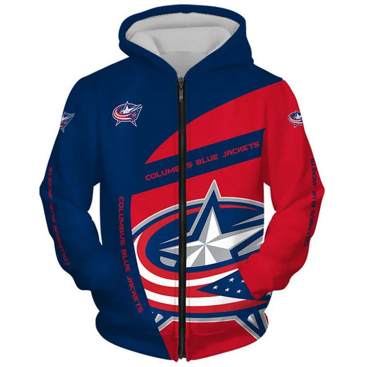 FINAL SALE - NEW CUSTOMIZED NHL18 CBJ COLUMBUS BLUE JACKETS T-SHIRT, POLO SHIRT, ZIP POLO SHIRT, SWEATSHIRT, HOODIE & ZIP HOODIE