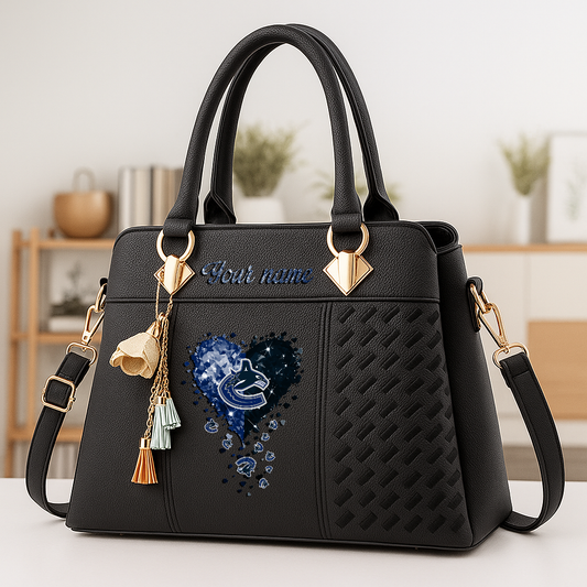LIMITED EDITION - NEW CUSTOMIZED NHL19 VCC VANCOUVER CANUCKS ZIP HANDBAG MULTICOLOR